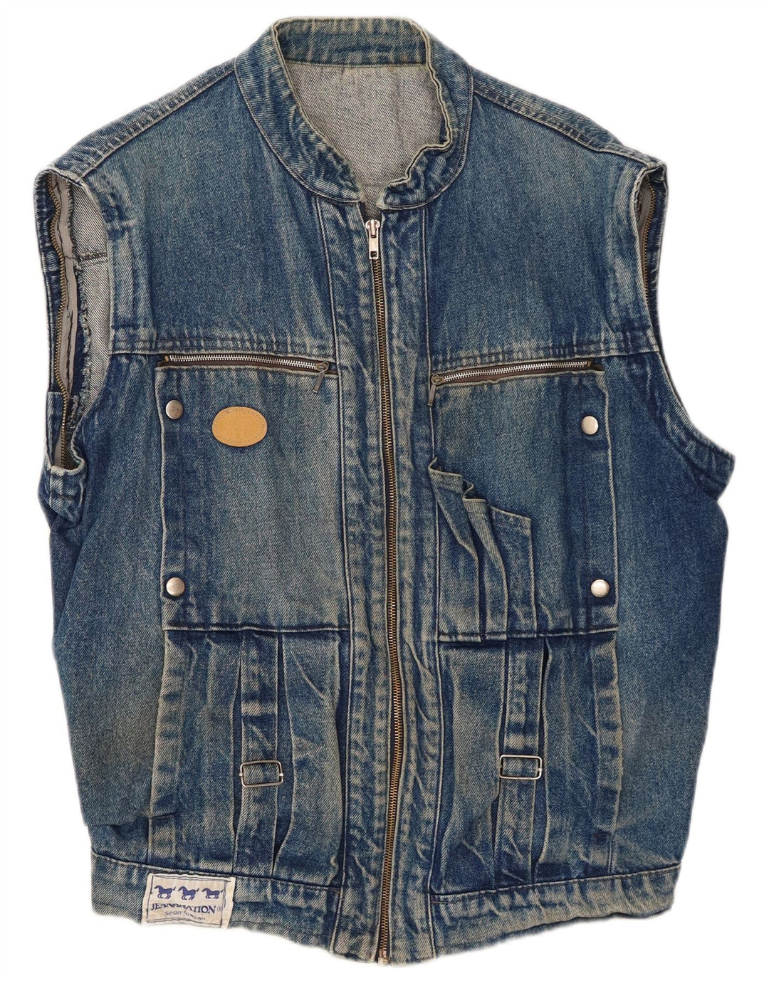 Vintage Herre Denim Gilet UK 42 XL Blå