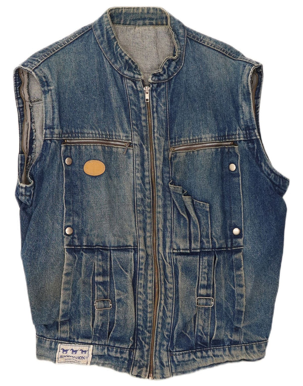 Vintage Herre Denim Gilet UK 42 XL Blå