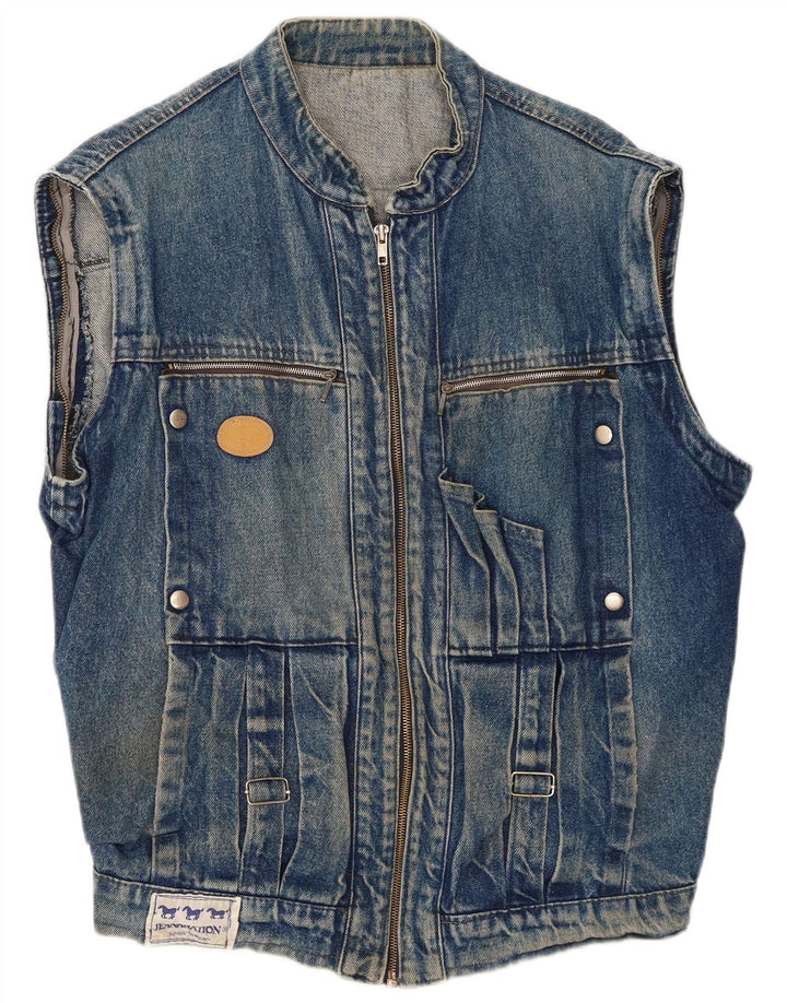 Vintage Herre Denim Gilet UK 42 XL Blå