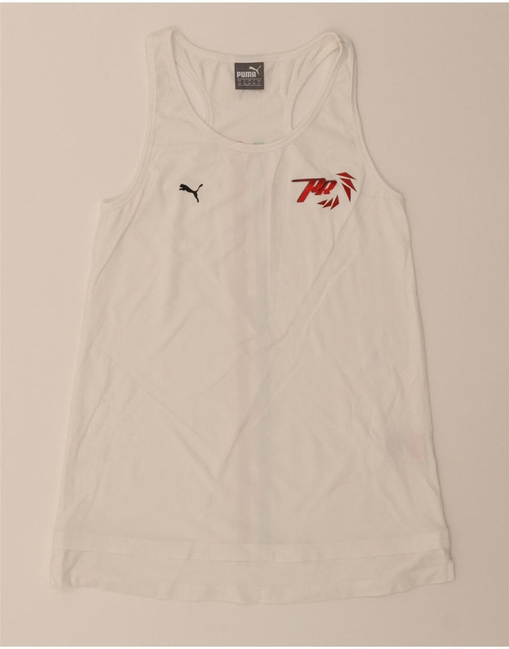 PUMA Womens Vest Top UK 8 Small White Cotton Vintage Puma and Second-Hand Puma from Messina Hembry 