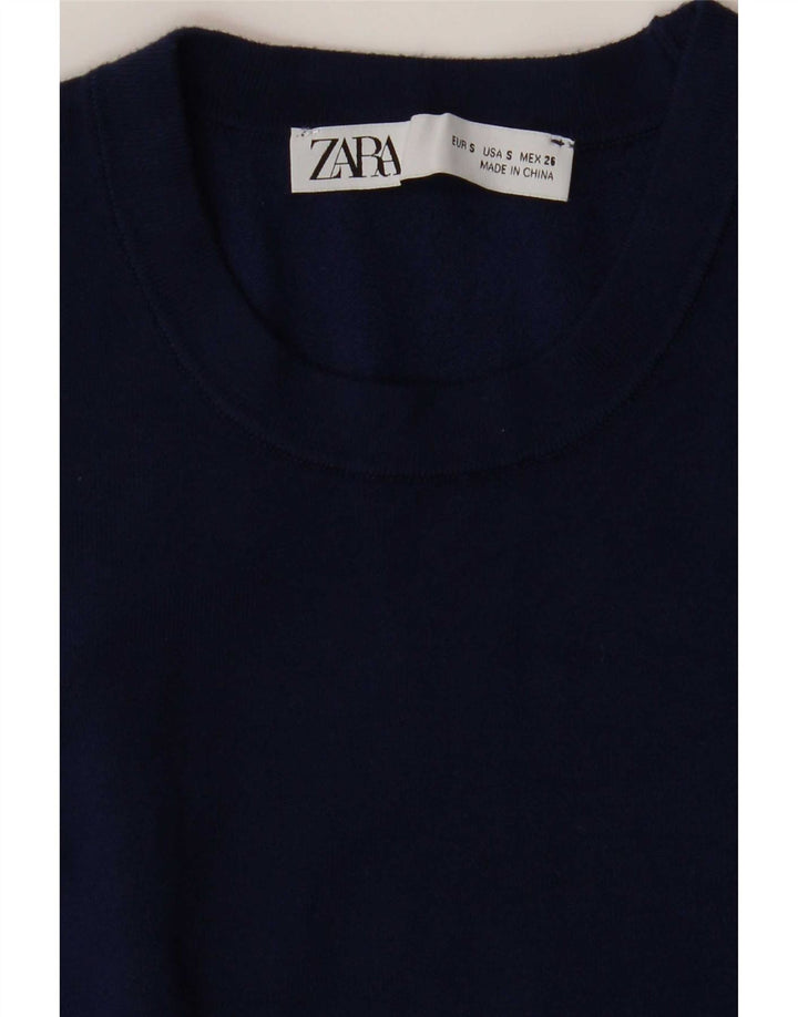 Zara Dame Vest Tank Top UK 10 Small Navy Blue