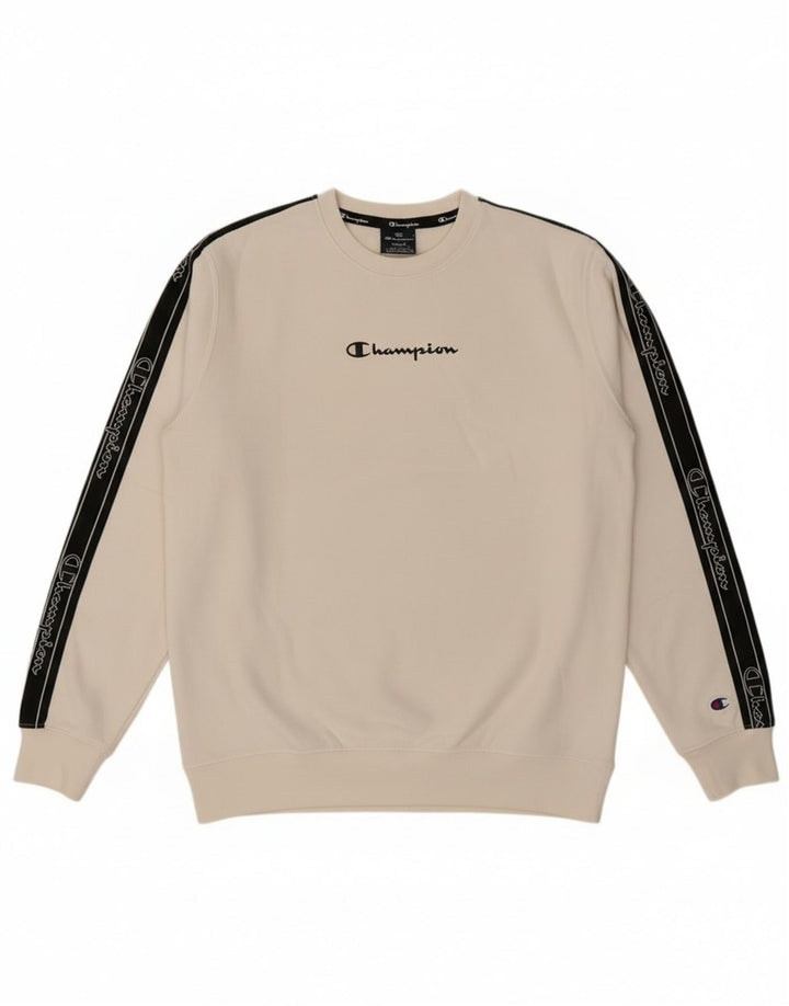 Champion Herre Grafisk Sweatshirt Jumper Lille Hvid Colourblock Bomuld