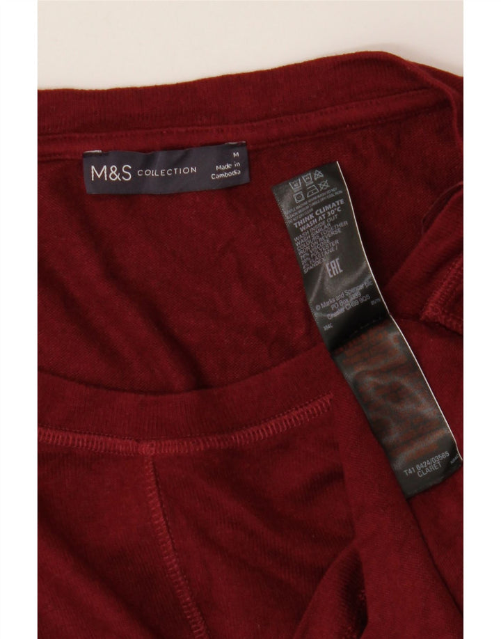 Marks & Spencer T-shirt top til kvinder UK 14 Medium Burgundy Viscose