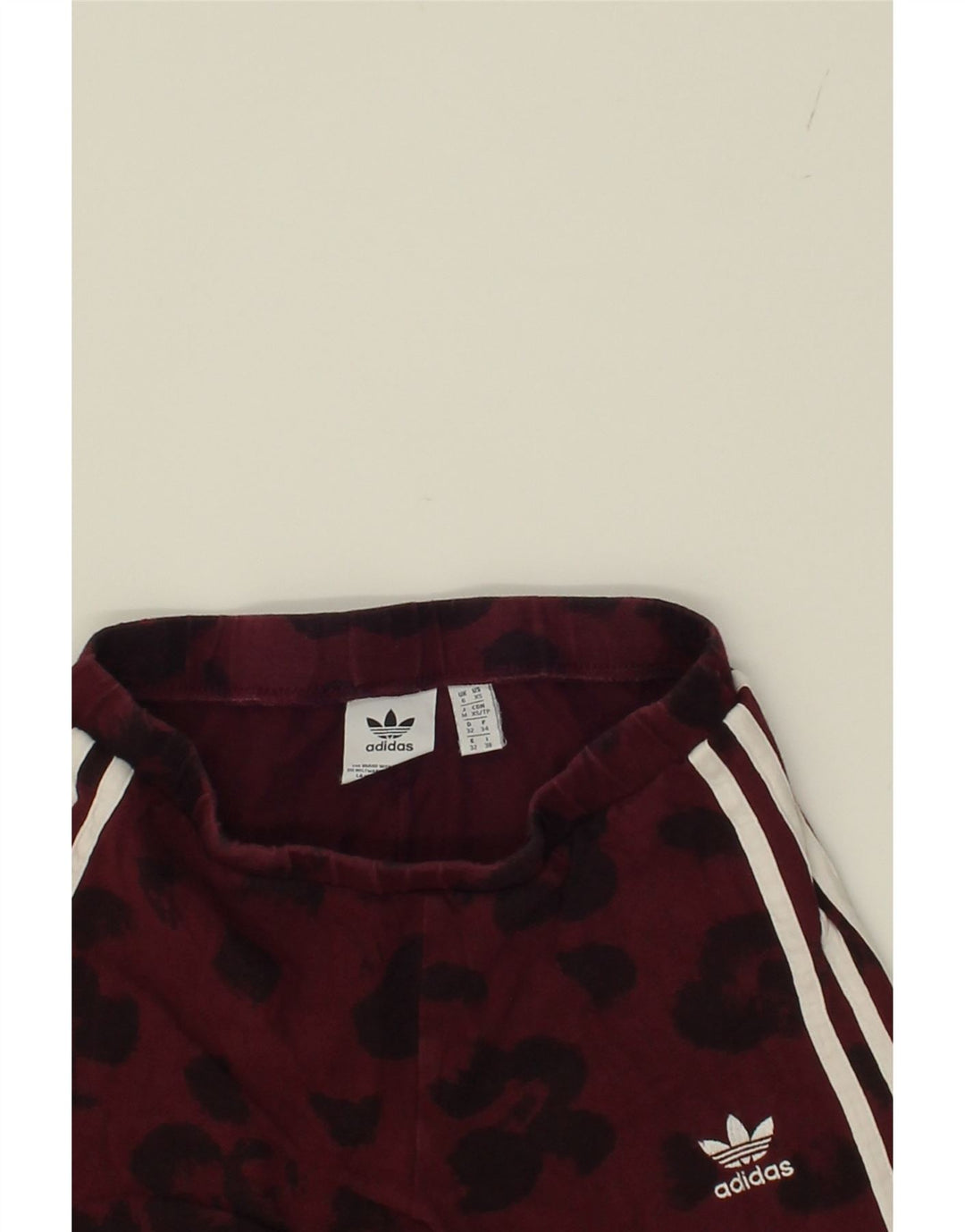 ADIDAS Womens Abstract Pattern Leggings UK 6 XS Maroon Cotton Vintage Adidas and Second-Hand Adidas from Messina Hembry 