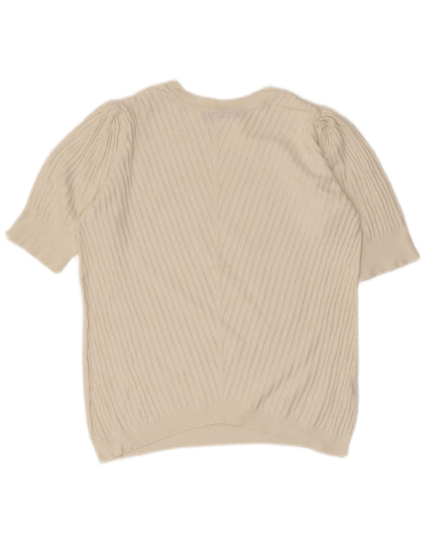 Marks & Spencer Dame Crop Crew Neck Jumper Sweater UK 10 Small Off White