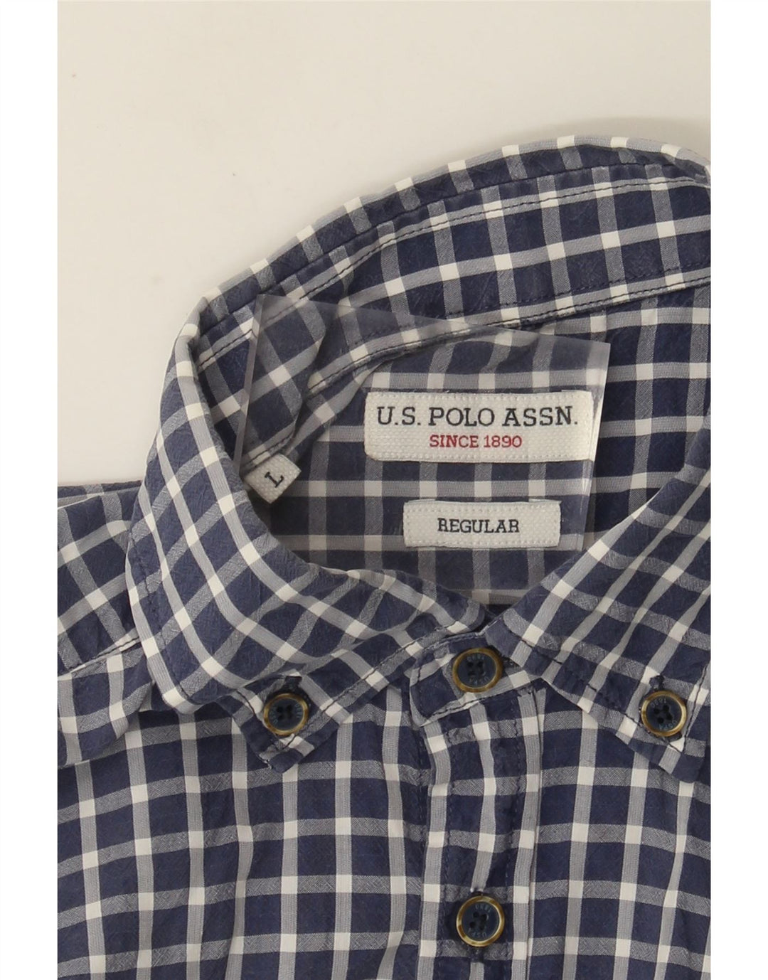 U.S. Polo Assn. Normal kortærmet skjorte til mænd Stor marineblå Gingham