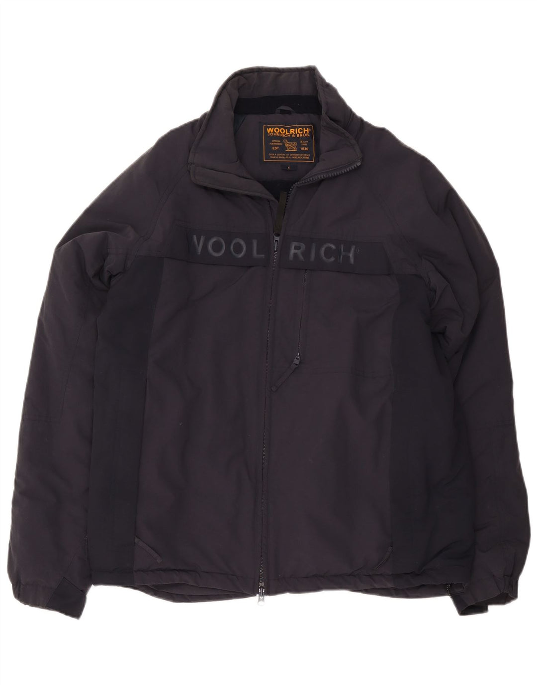 Woolrich Herre Graphic Windbreaker Jacket UK 40 Large Navy Blue Nylon