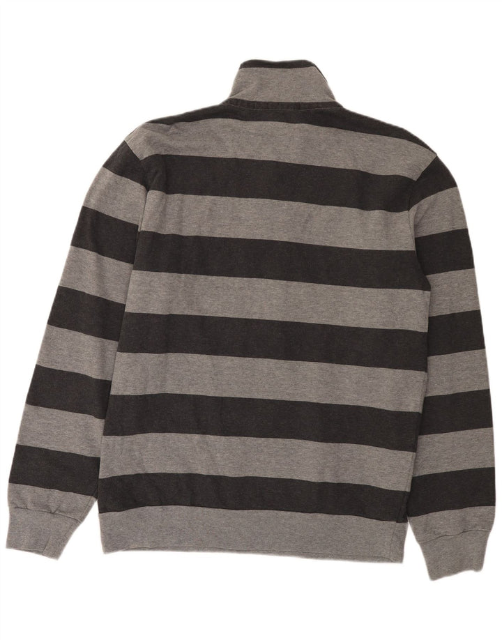 North Sails Herre Button Neck Sweatshirt Jumper 2XL Grå Stribet Bomuld