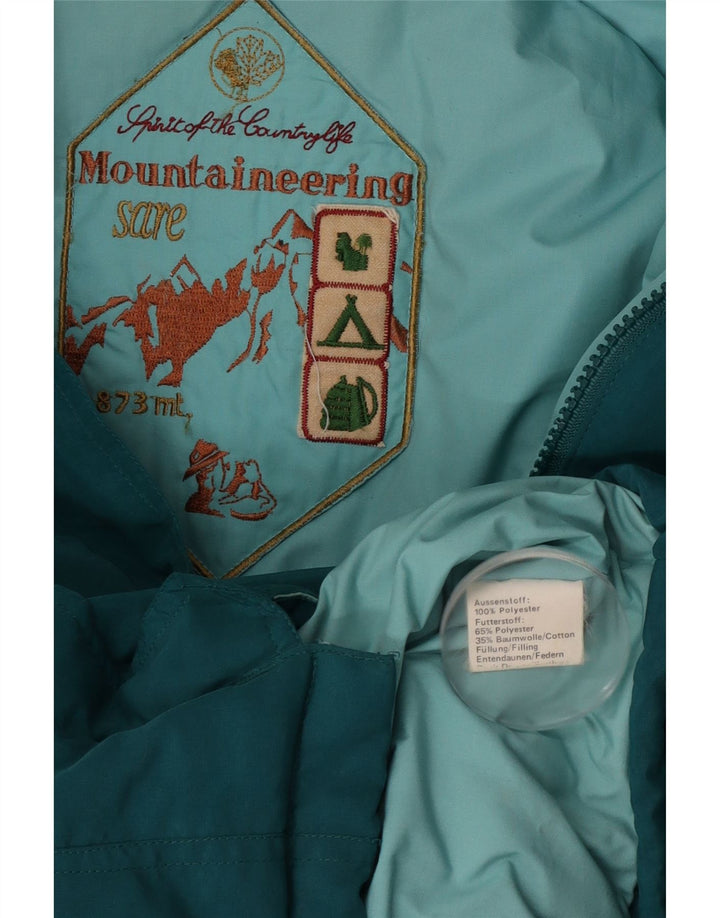 Vintage polstret hættejakke til kvinder UK 18 XL blå polyester