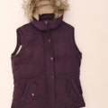 Fat Face Dame Hætte Polstret Gilet UK 12 Medium Lilla Polyester