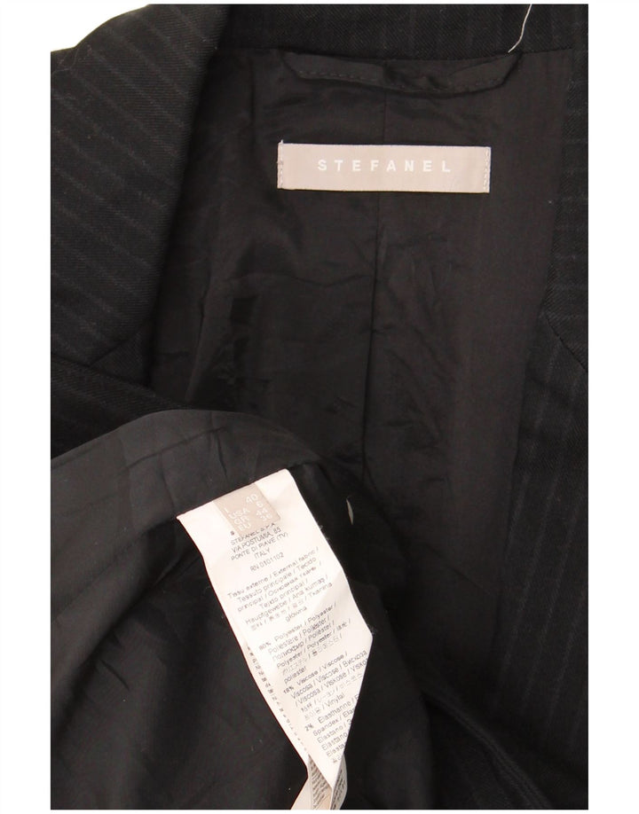 Stefanel Dame 1 knap 2 stykke jakkesæt IT 40 Small W28 L28 Sort nålestribe