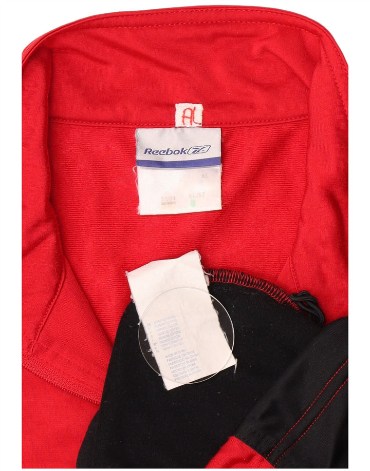 Reebok Træningsdragt til mænd, topjakke, stor rød farveblok polyester
