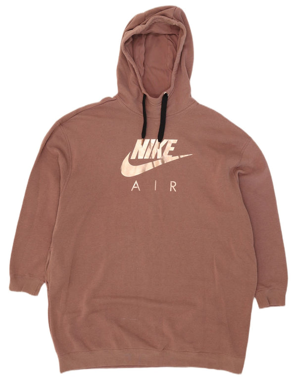 Nike Dame Oversized Longline Grafisk Hoodie Jumper UK 14 Medium Brown