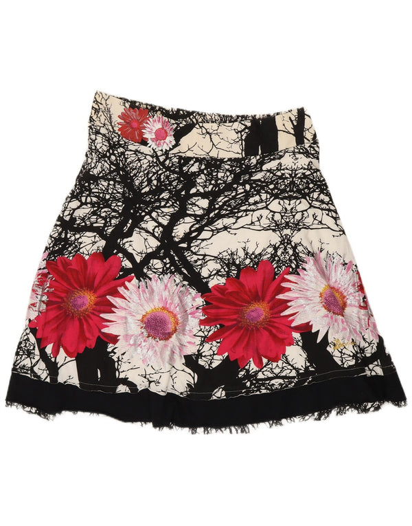 Vintage A-line nederdel til kvinder Medium W30 flerfarvet blomstret bomuld