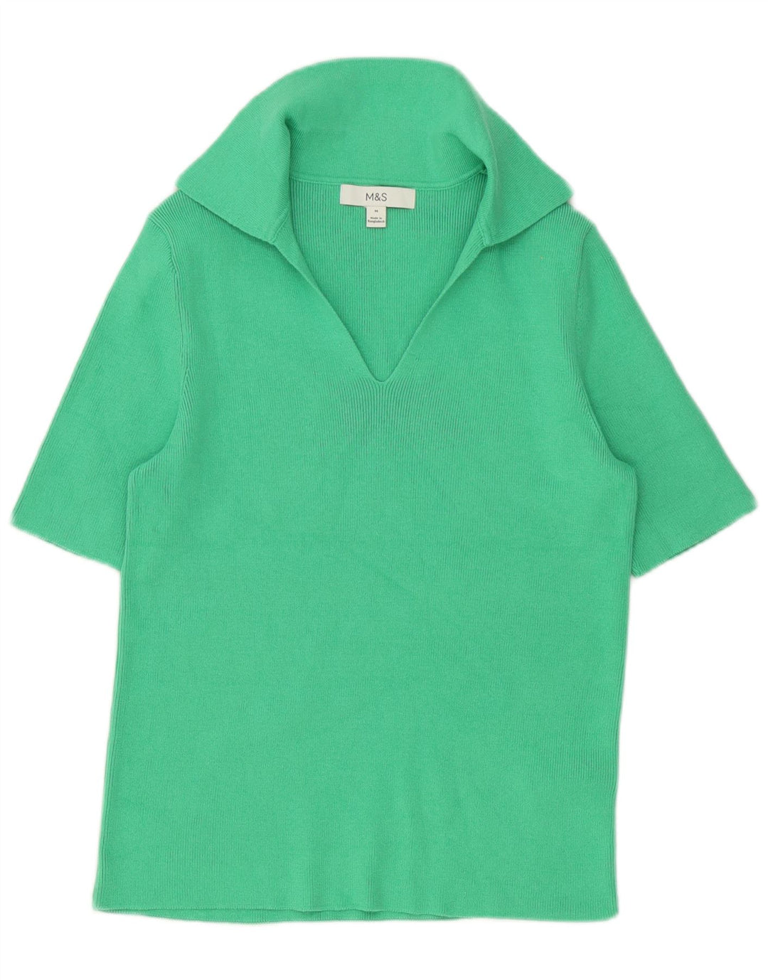 Marks & Spencer Dame Polo Shirt UK 12 Medium Green Bomuld
