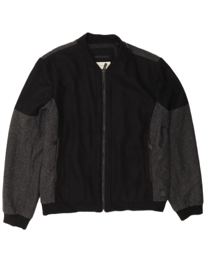 Calvin Klein Herre Bomber Jacket UK 44 2XL Sort Colourblock Uld