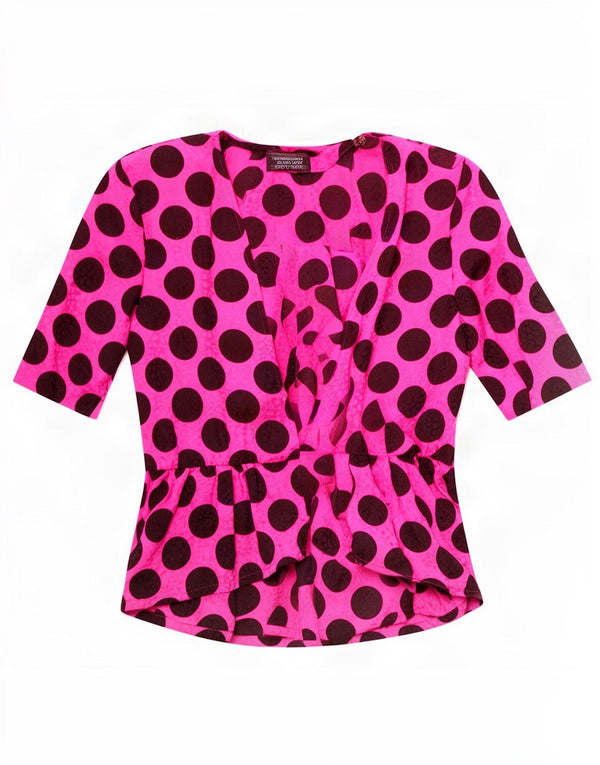 Pierre Cardin Dame Kortærmet Cardigan Top UK 12 Medium Pink Spotted