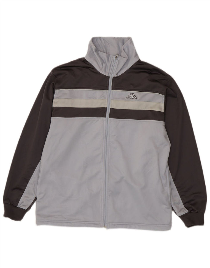 KAPPA Boys Graphic Tracksuit Top Jacket 12-13 Years XL Grey Colourblock