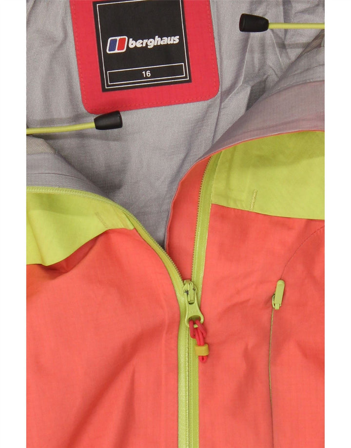 Berghaus Regnjakke med hætte til kvinder UK 16 Stor Orange Colourblock