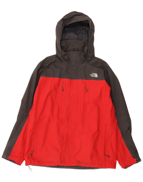 The North Face Regnjakke med hætte til mænd UK 42 XL Rød Colourblock Nylon