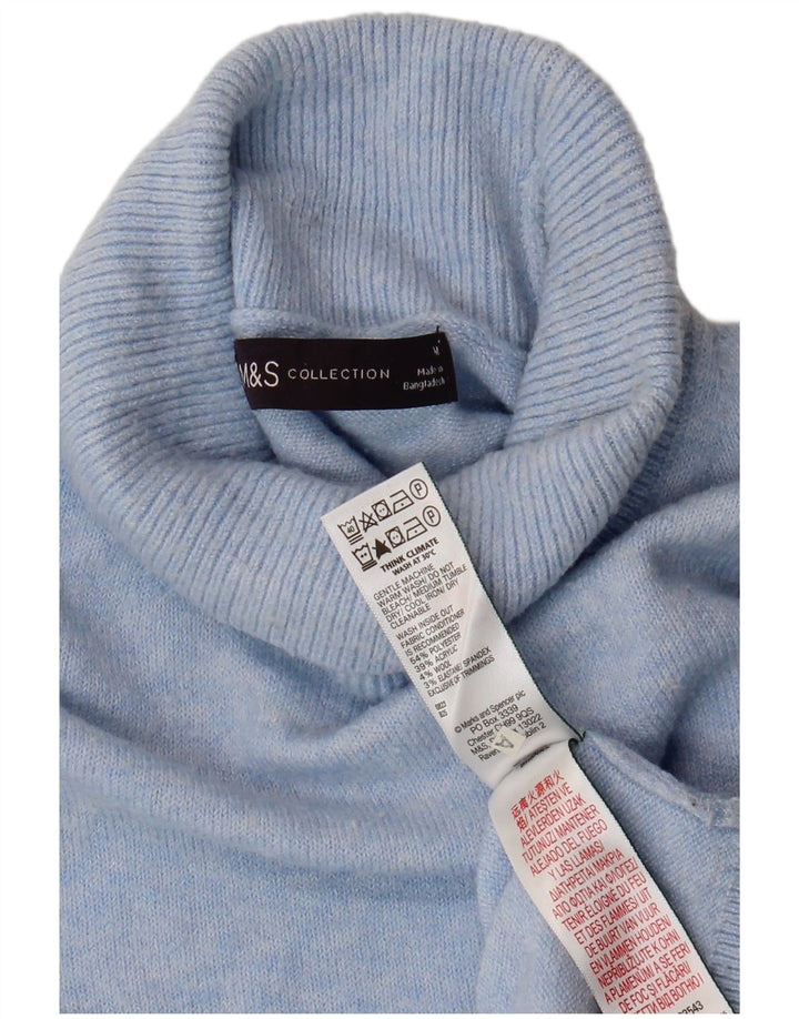 Marks & Spencer Dame Rullehals Sweater UK 14 Medium Blue Polyester