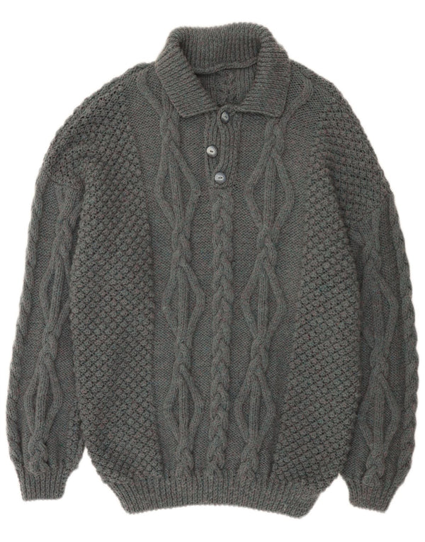 Vintage Mens Polo Neck Jumper Sweater Large Grey