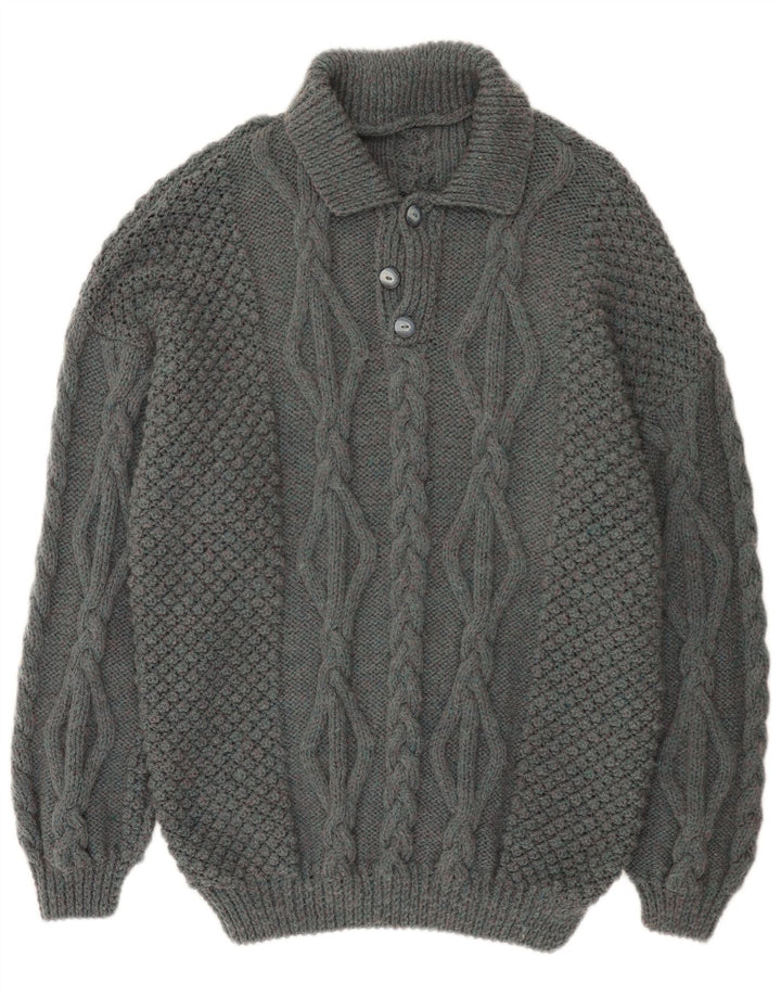 Vintage herre polo hals sweater stor grå