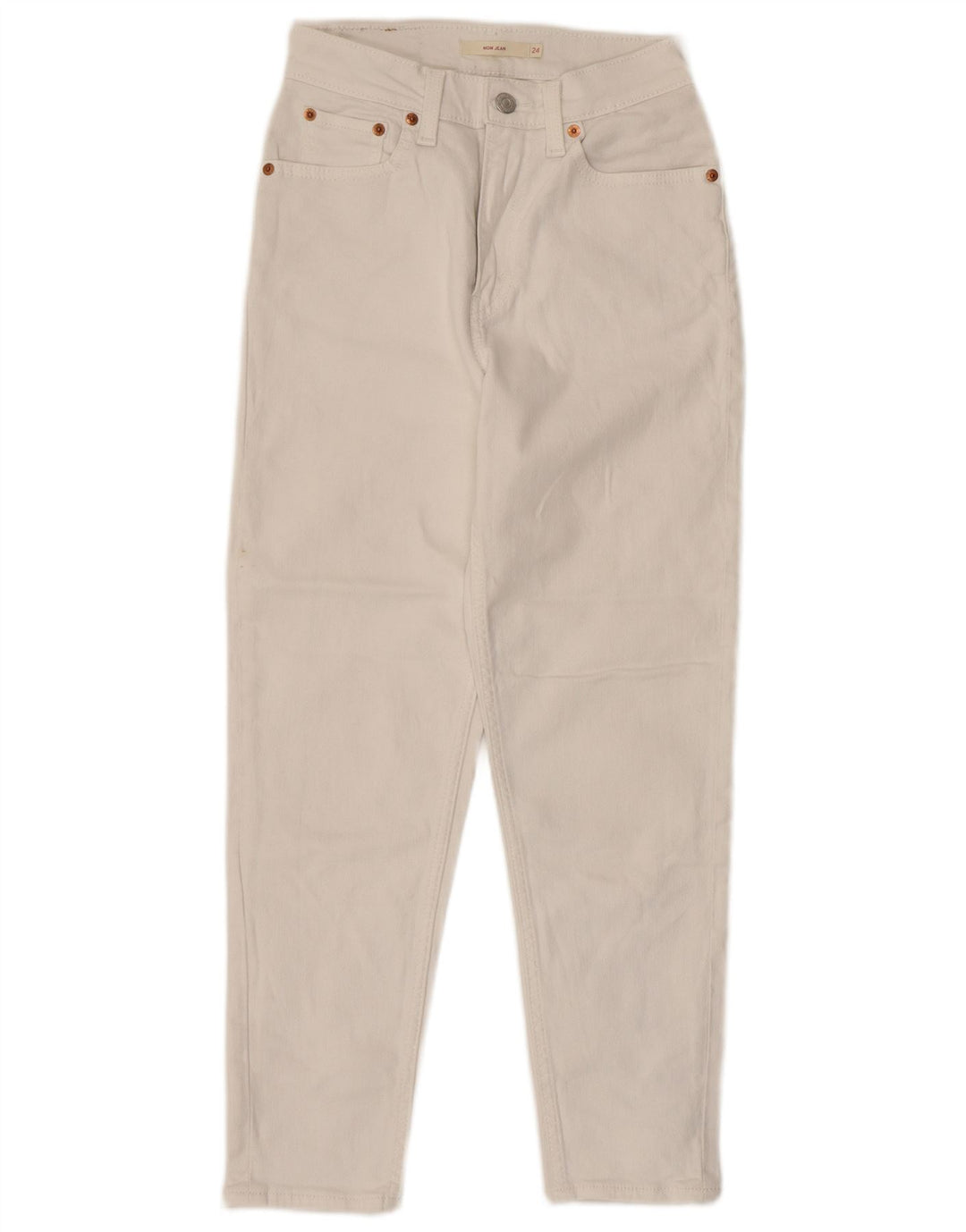 Levi's Dame Mom Cropped Jeans W24 L24 Off White Bomuld