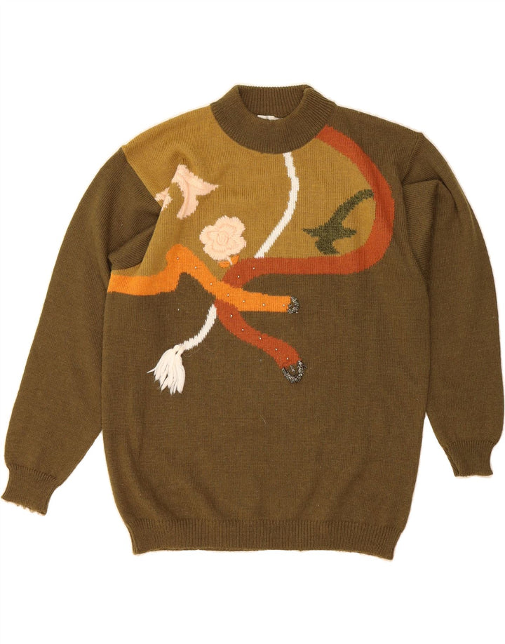 BALDINI Womens Turtle Neck Jumper Sweater UK 18 XL Khaki Wool Vintage Baldini and Second-Hand Baldini from Messina Hembry 