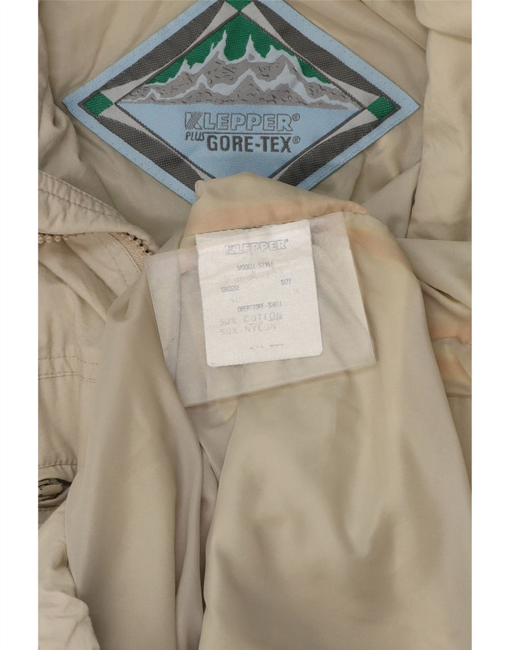 KLEPPER Herre Gore-Tex Utility-jakke med hætte UK 38 Medium Beige Bomuld
