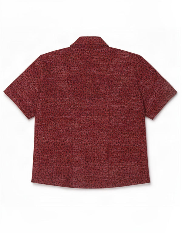 Vintage kvinders kortærmet skjortebluse UK 12 Medium Maroon Animal Print