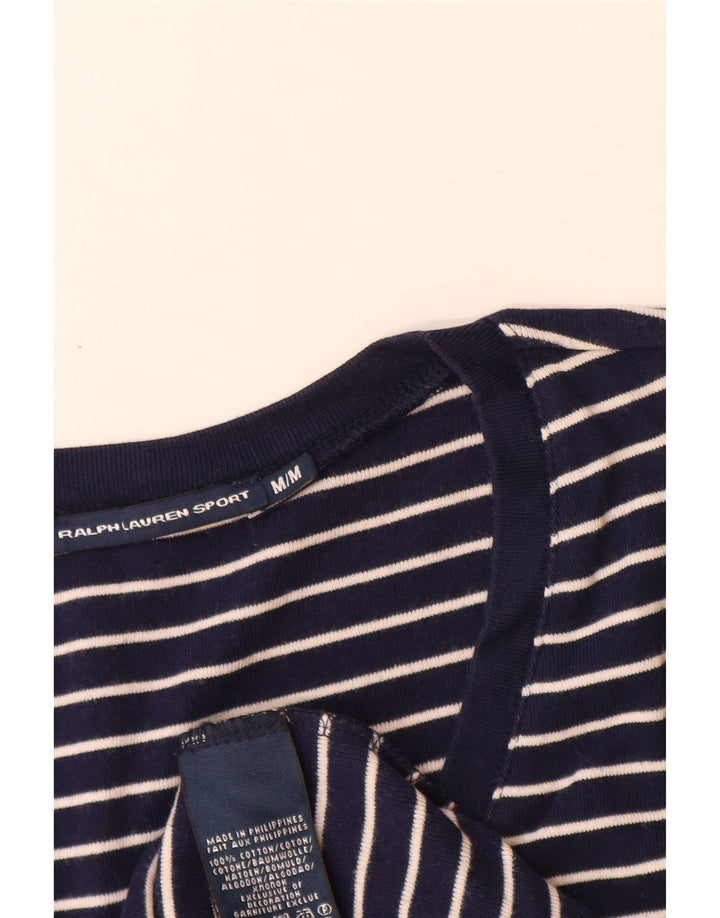 Ralph Lauren Dame T-Shirt Top UK 12 Mellem marineblå stribet bomuld