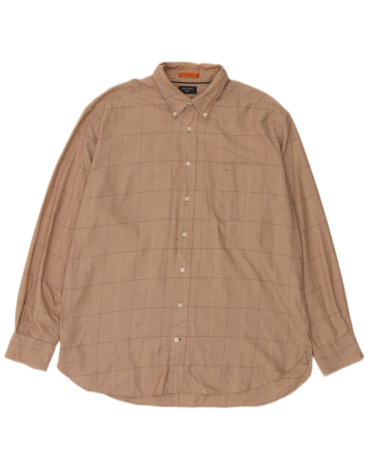 Dockers Herre høj skjorte XL brun ternet bomuld