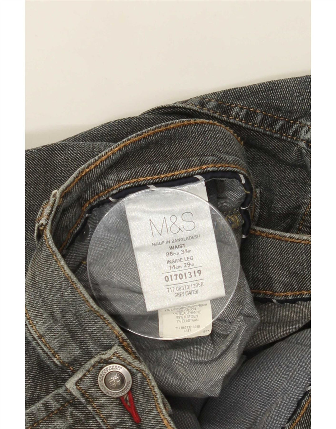 Marks & Spencer Straight Jeans til mænd W34 L29 Grå bomuld