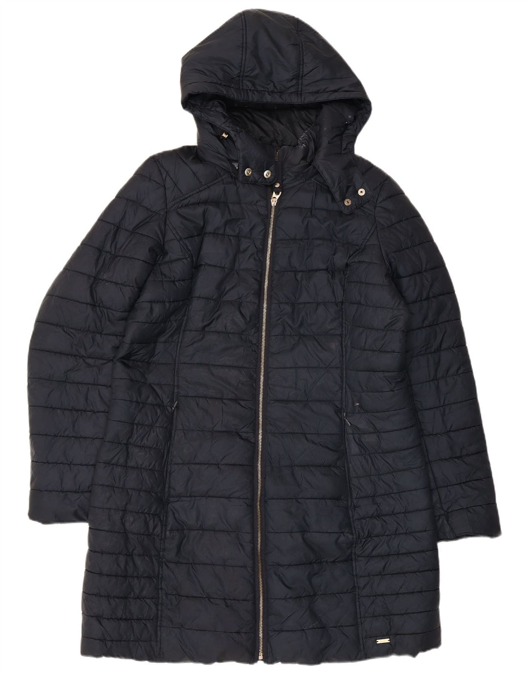 Joules Dame Hætte Polstret Frakke UK 16 Large Navy Blue Polyester