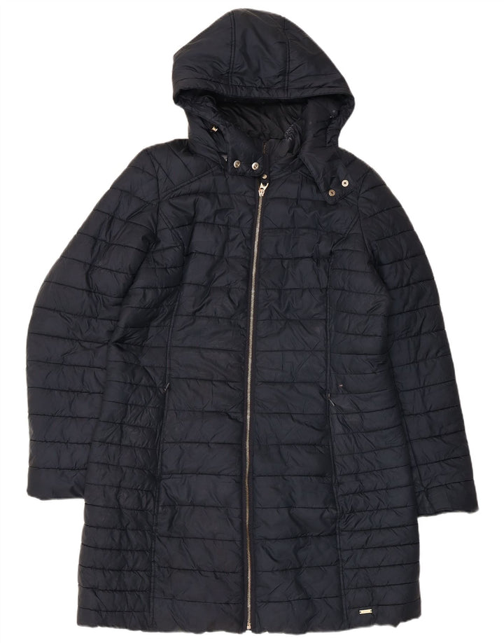 Joules Dame Hætte Polstret Frakke UK 16 Large Navy Blue Polyester