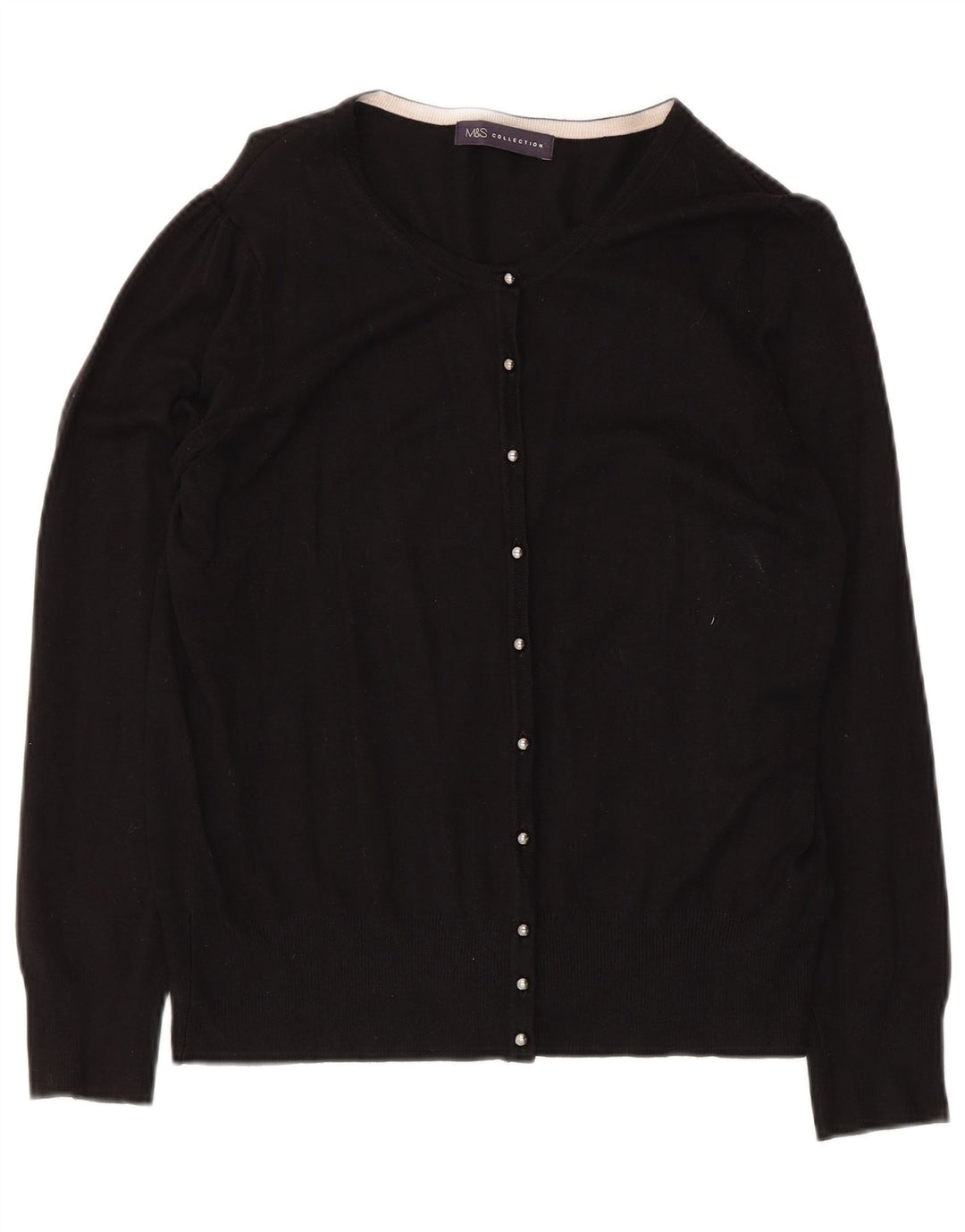 Marks & Spencer Dame Cardigan Sweater UK 14 Medium Black Viscose
