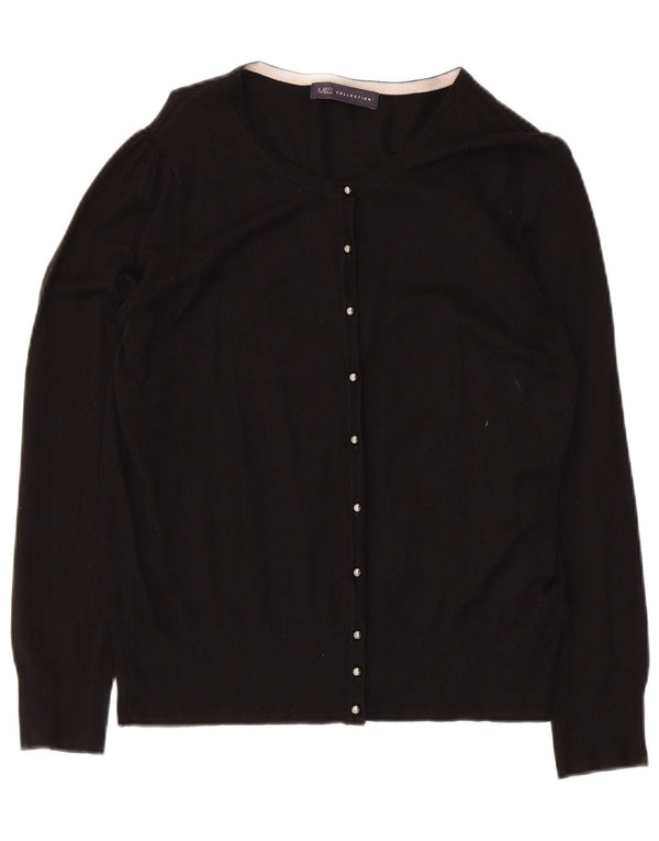 Marks & Spencer Dame Cardigan Sweater UK 14 Medium Black Viscose