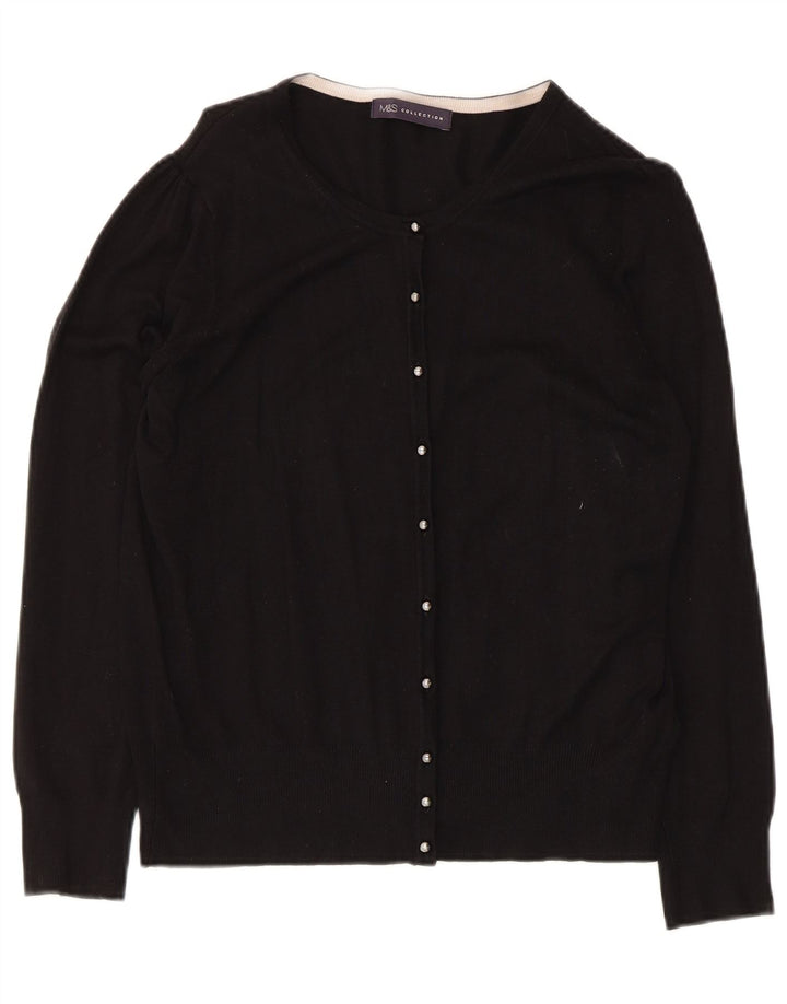 Marks & Spencer Dame Cardigan Sweater UK 14 Medium Black Viscose