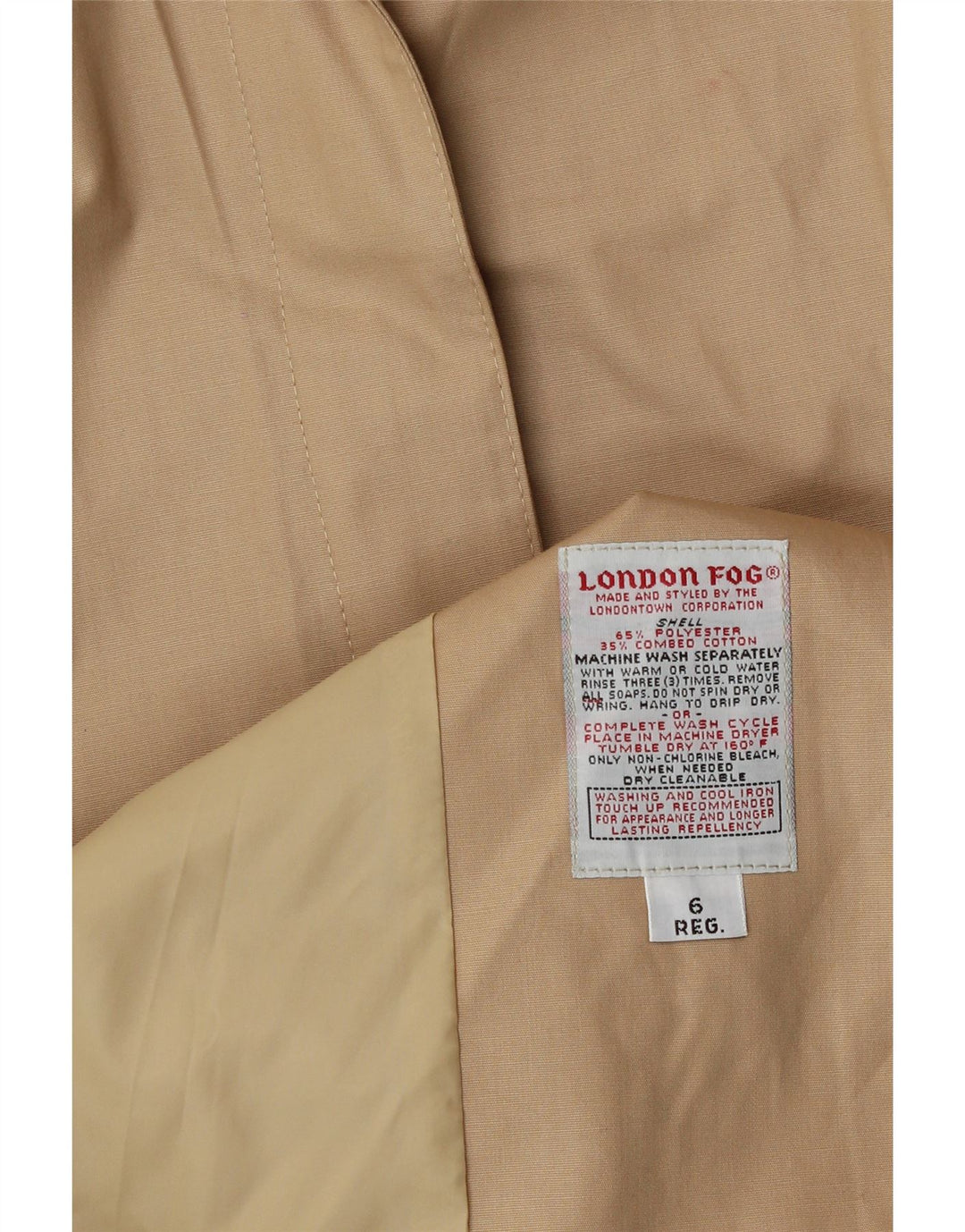 London Fog Womens Trench Coat US 6 Medium Beige Polyester