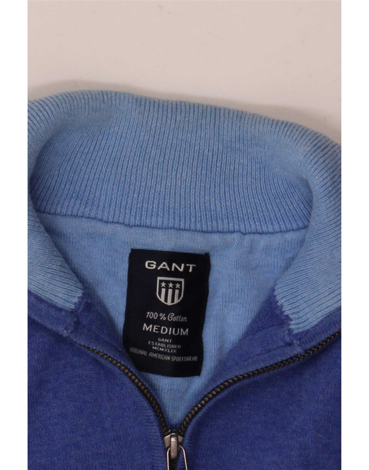 Gant Herre Zip Neck Jumper Sweater Medium Blue Bomuld