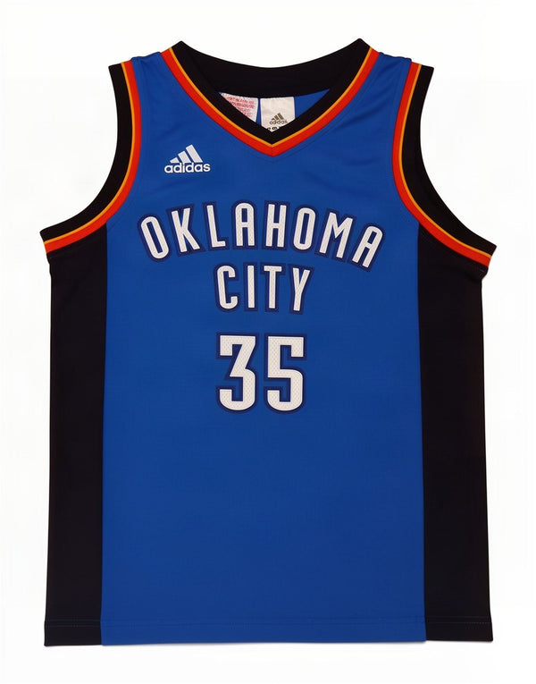 Adidas Boys Oklahoma Grafisk Vest Top 9-10 år Blå Colourblock Polyester