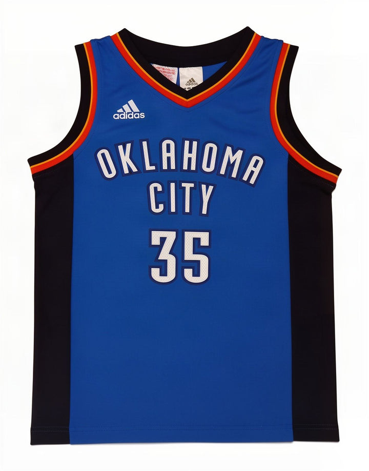 Adidas Boys Oklahoma Grafisk Vest Top 9-10 år Blå Colourblock Polyester