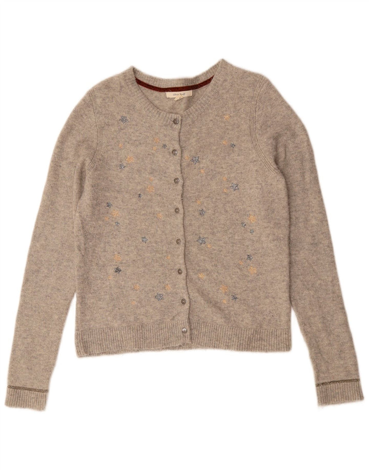WHITE STUFF Kvinders abstrakt mønster cardigan sweater UK 10 Small Grey