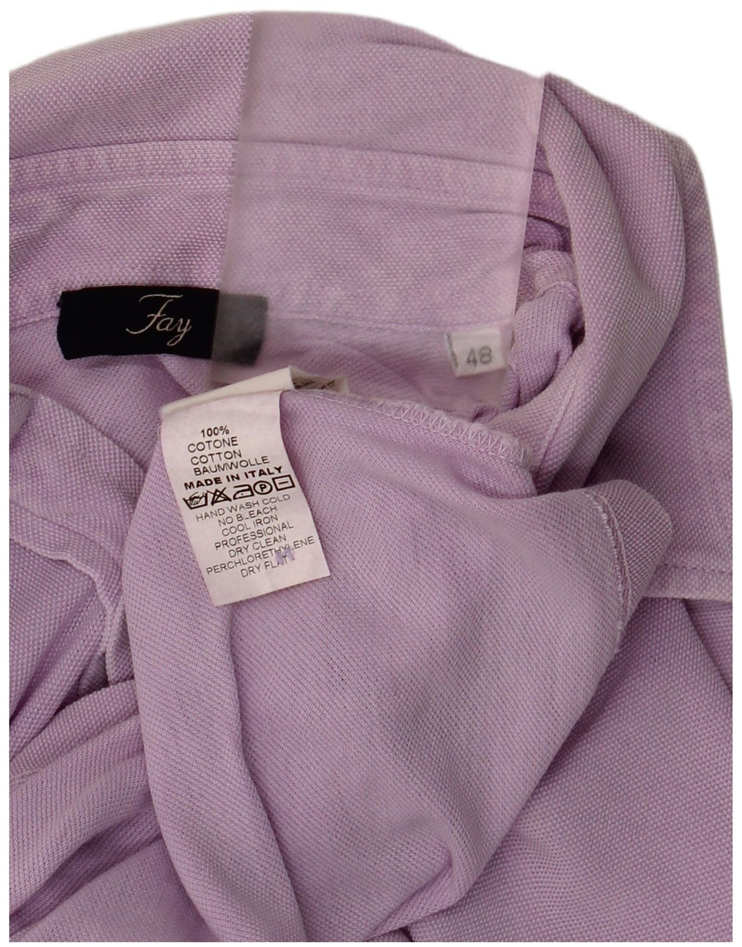 Fay Herre Polo Shirt IT 48 Medium Lilla Bomuld