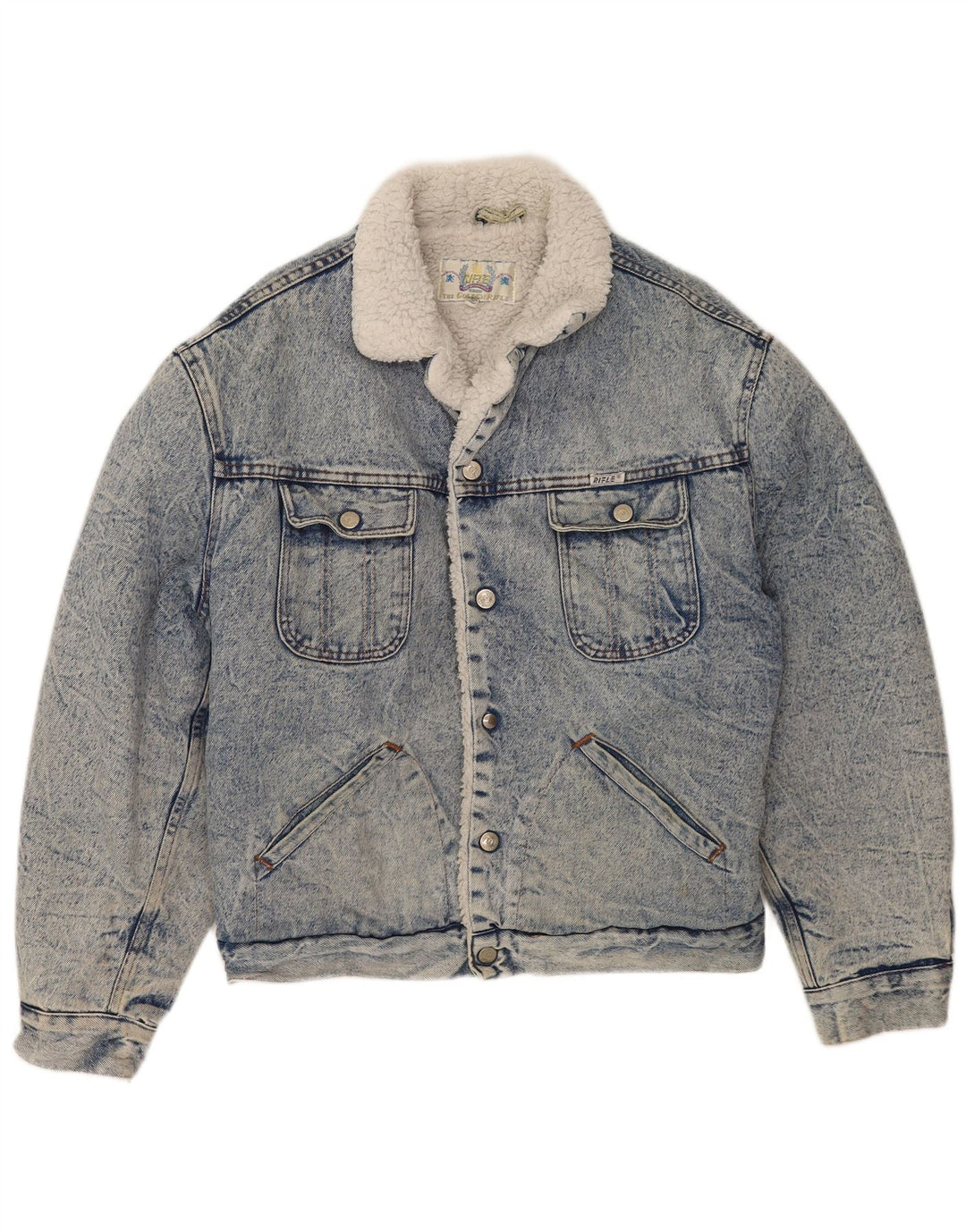 Rifle Herre Sherpa Denim Jacket UK 40 Large Blue
