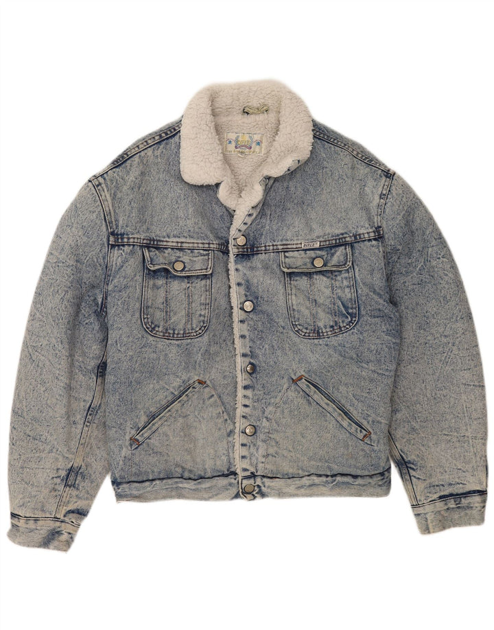 Rifle Herre Sherpa Denim Jacket UK 40 Large Blue