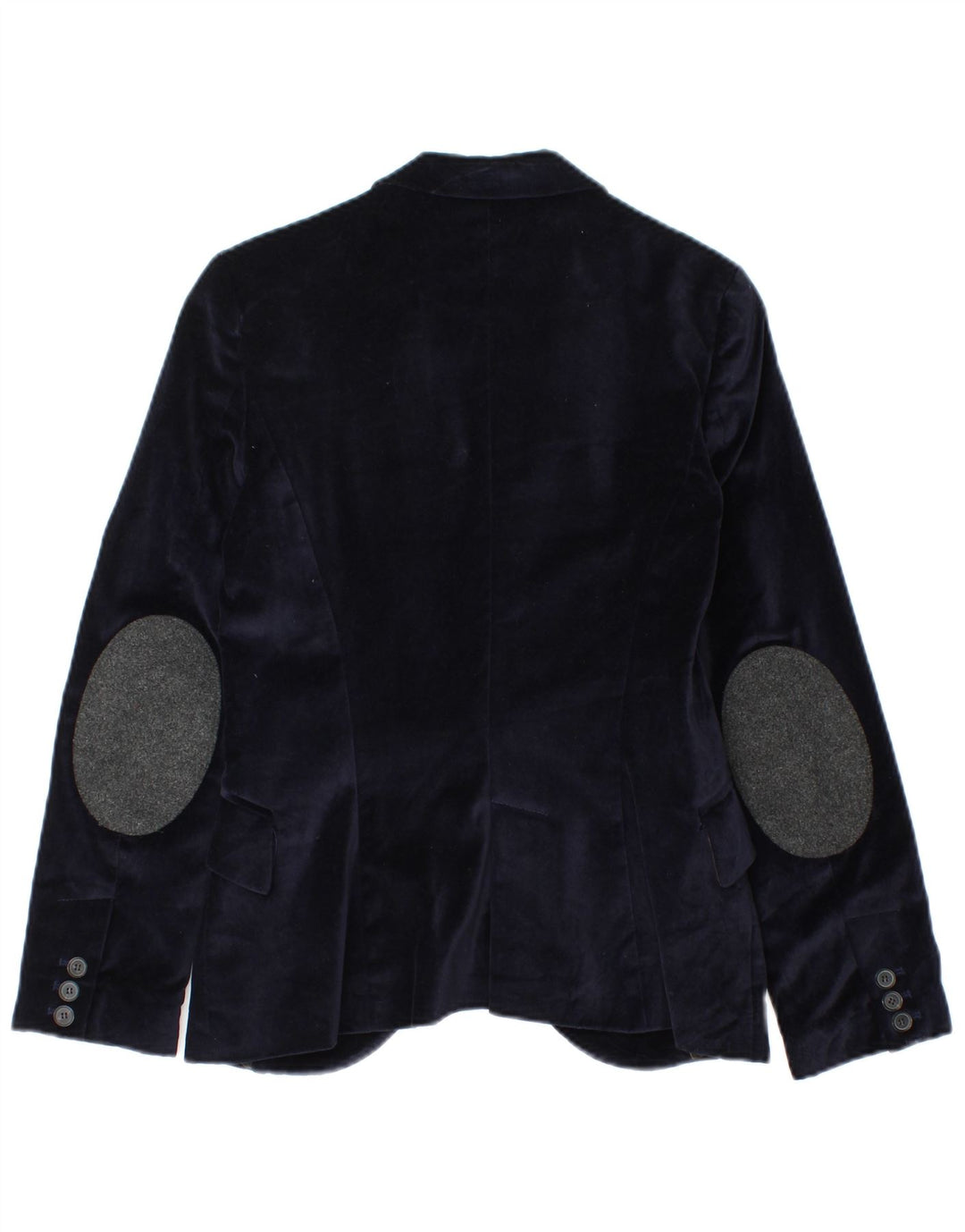 Zara Dame 1 Knap Velvet Blazer Jacket UK 8 Small Navy Blue Bomuld