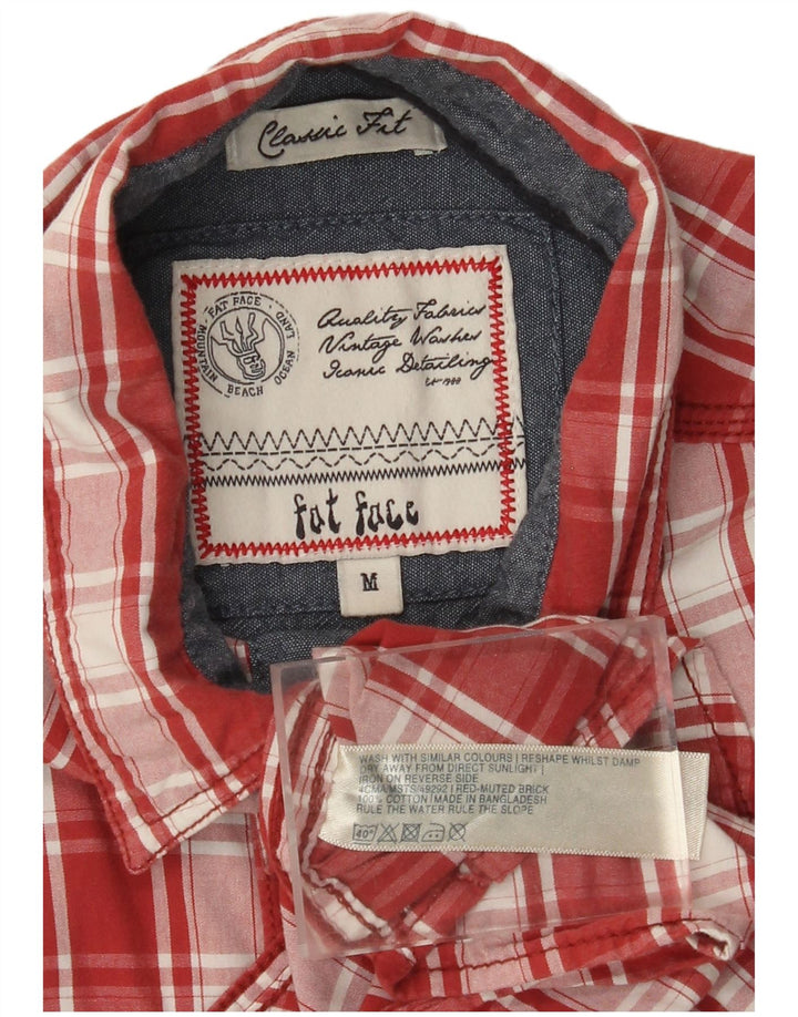 FAT FACE Herre Classic Fit kortærmet flannelskjorte Medium rød ternet