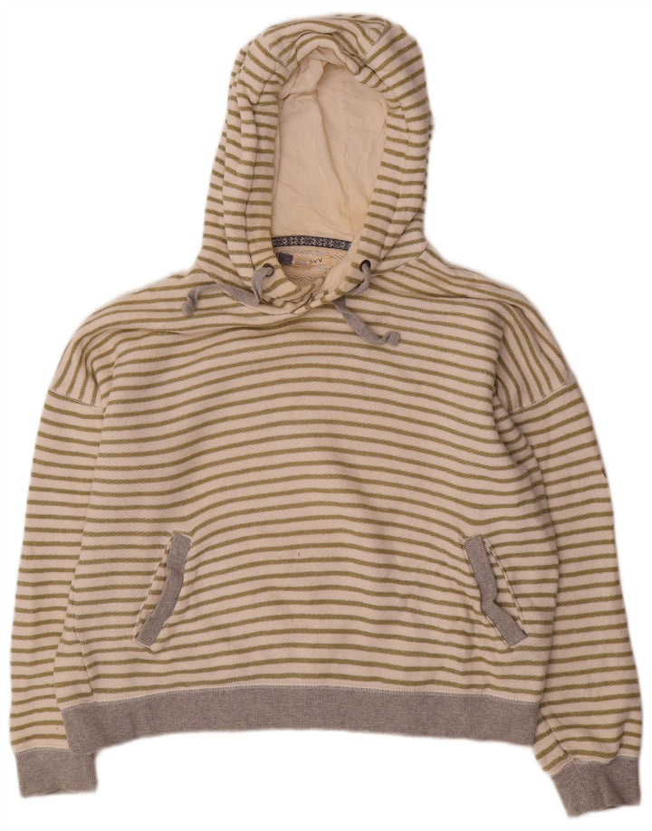 ROXY Dame Oversized hættetrøje Jumper UK 16 Large Off White stribet bomuld